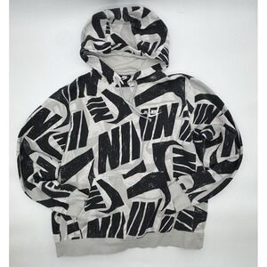 NIKE Sportswear Men's NSW Futura Club Allover Print Pullover Fleece Hoodie Sz L